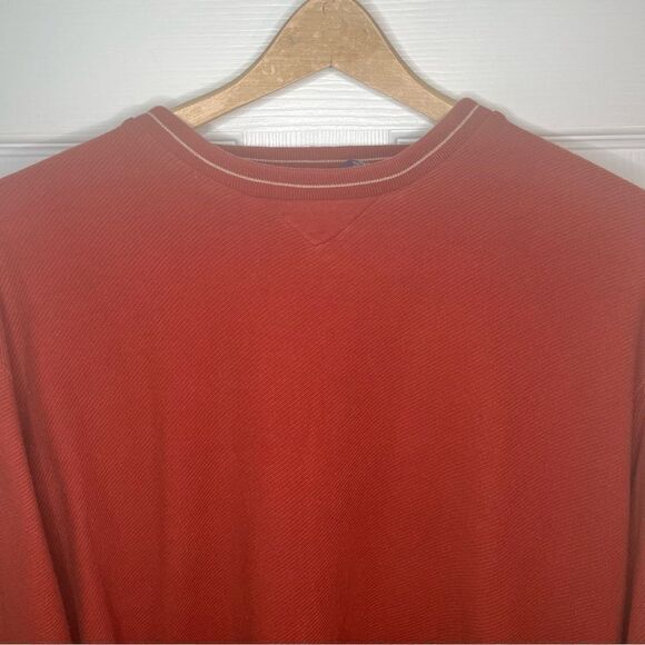 Haggar Rust Orange Textured Fabric Cotton Long Sleeve T-Shirt L - Picture 2 of 8